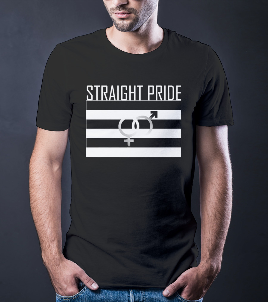 Straight Pride Black Flag With Gender Symbols T-Shirt