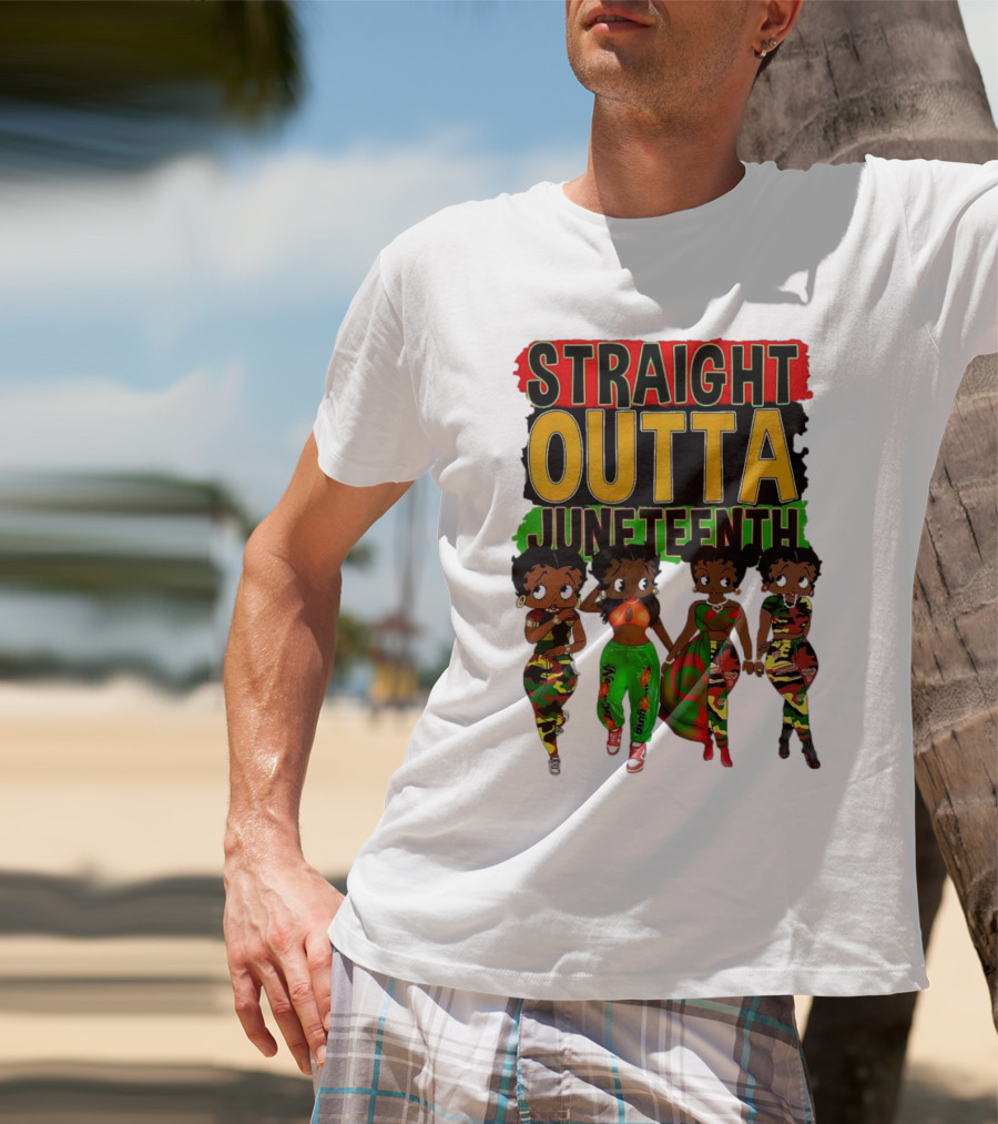 Straight Outta Juneteenth Black Women Celebration Fashion T-Shirt