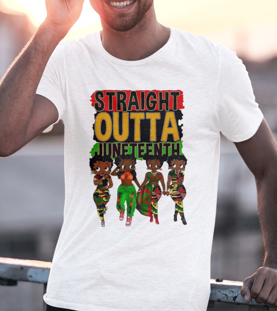 Straight Outta Juneteenth Black Women Celebration Fashion T-Shirt