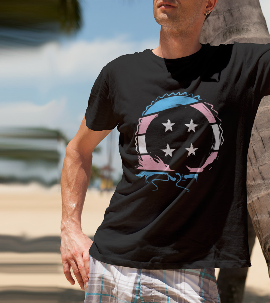 Sharkrobot Team Four Star Trans Pride Circle With Stars T-Shirt
