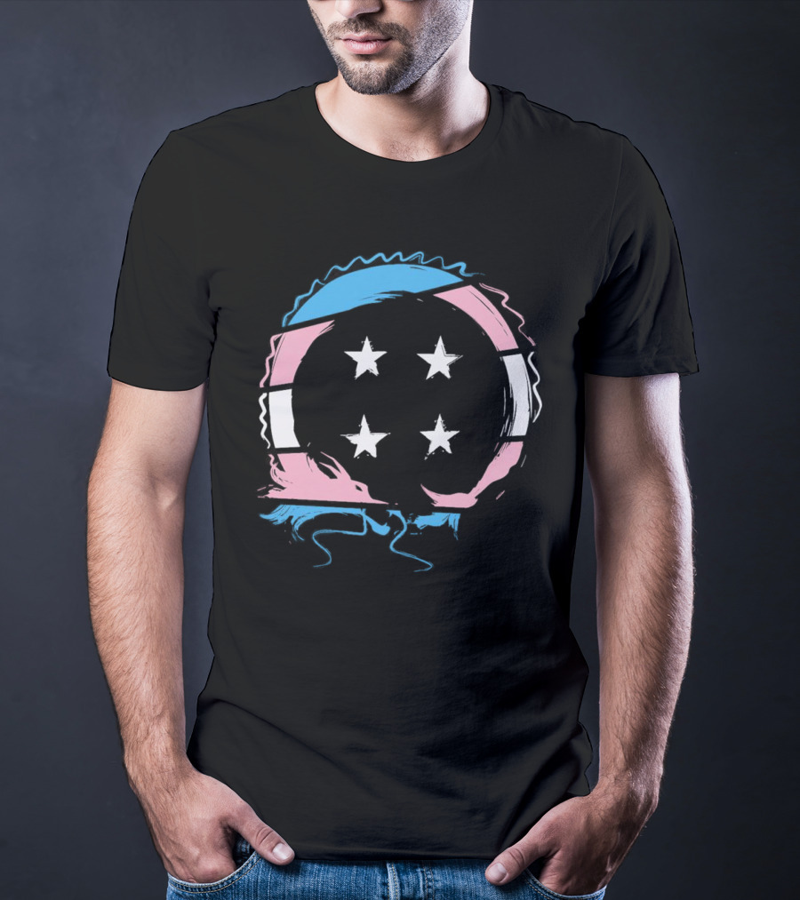 Sharkrobot Team Four Star Trans Pride Circle With Stars T-Shirt
