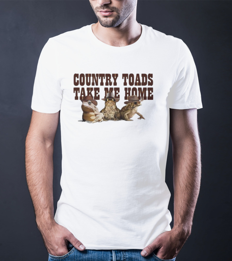 Country Toads Take Me Home Frogs Cowboy Hats T-Shirt