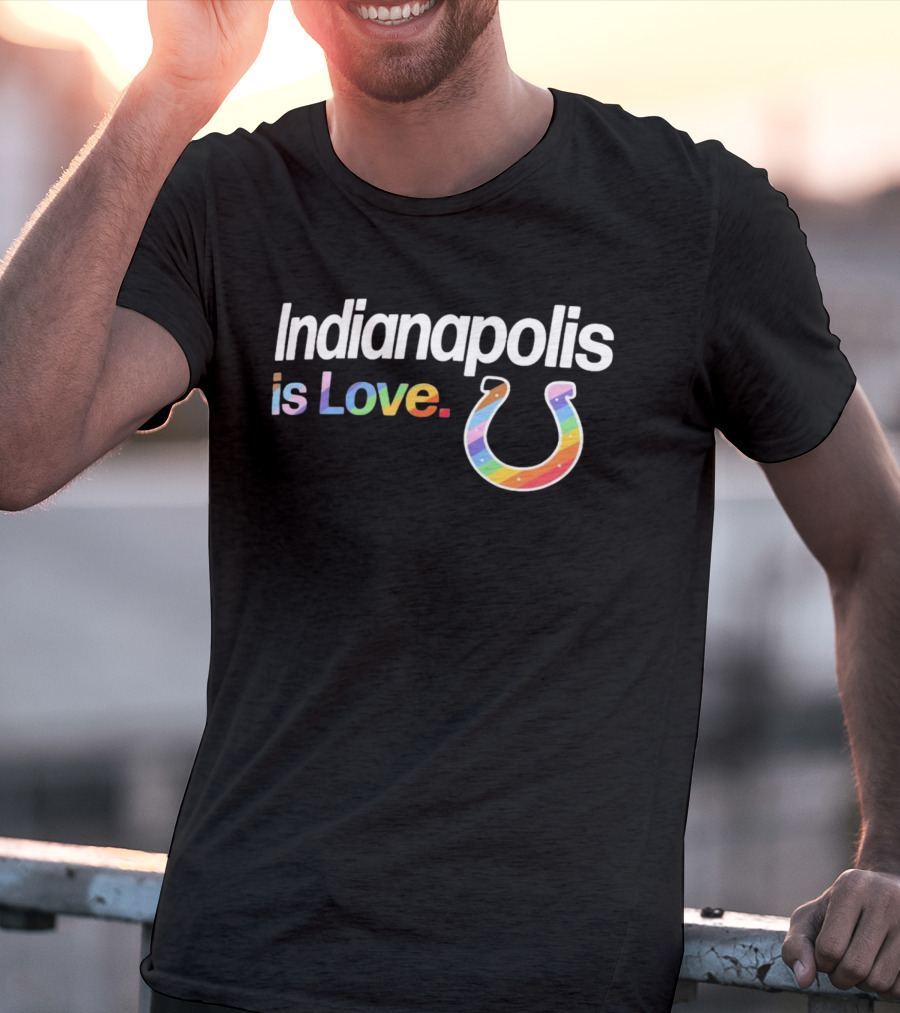 Indianapolis Colts Is Love City Pride Rainbow Horseshoe T-Shirt