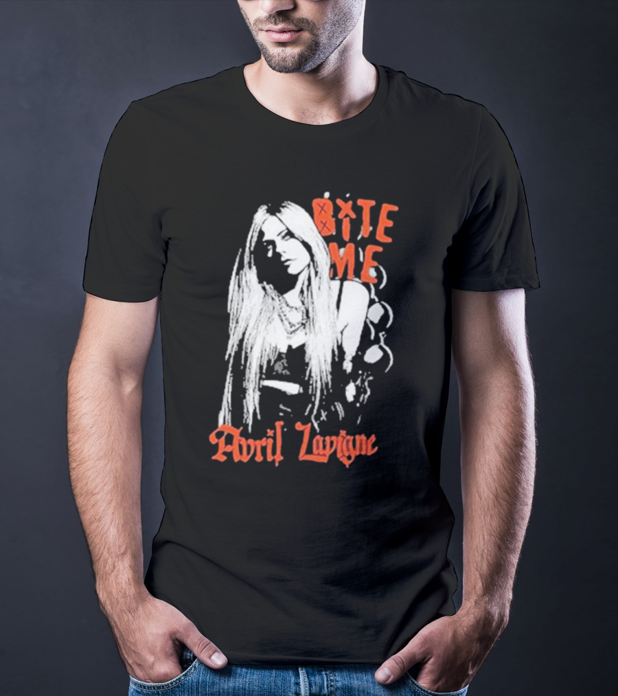 Avril Lavigne Bite Me Black And White Grunge T-Shirt