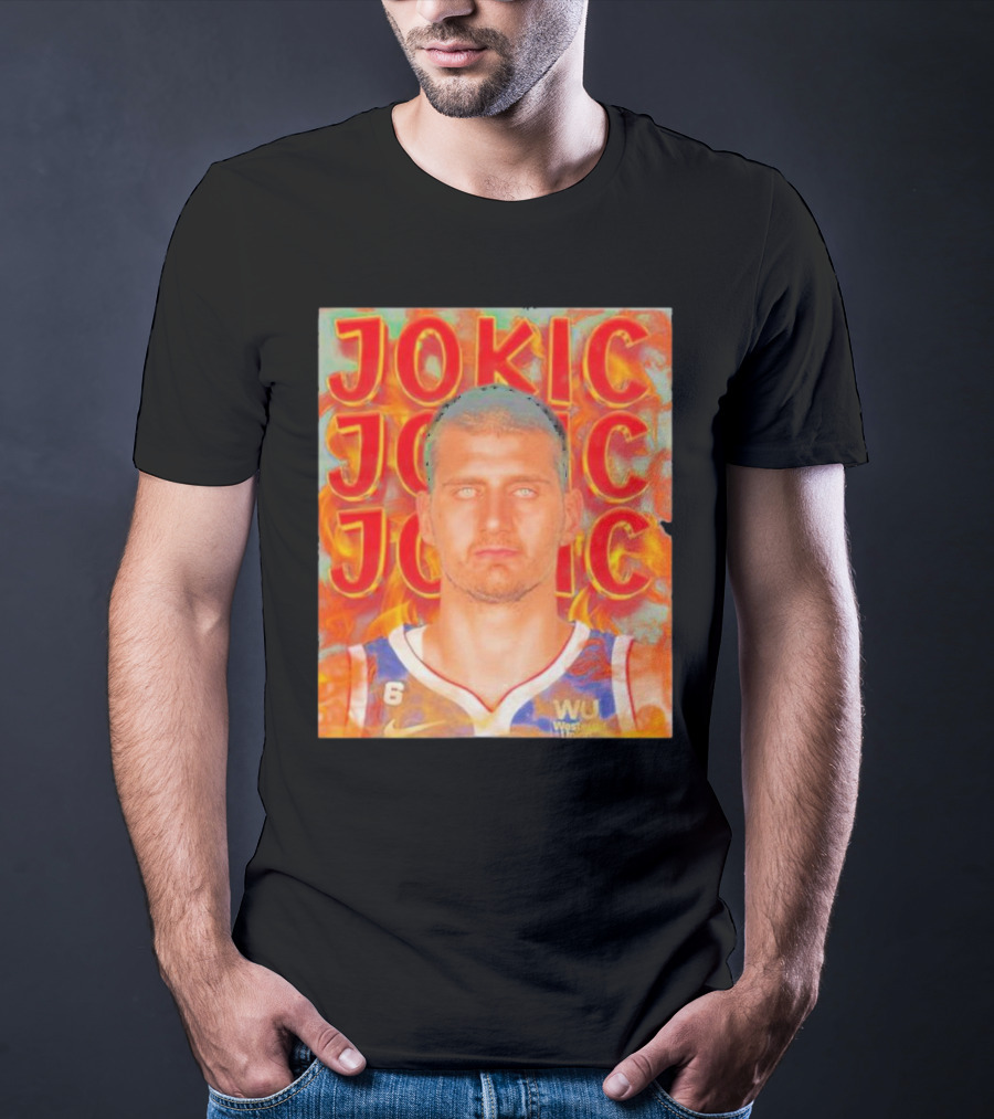 Jokic Fire Flames Photo Basketball T-Shirt