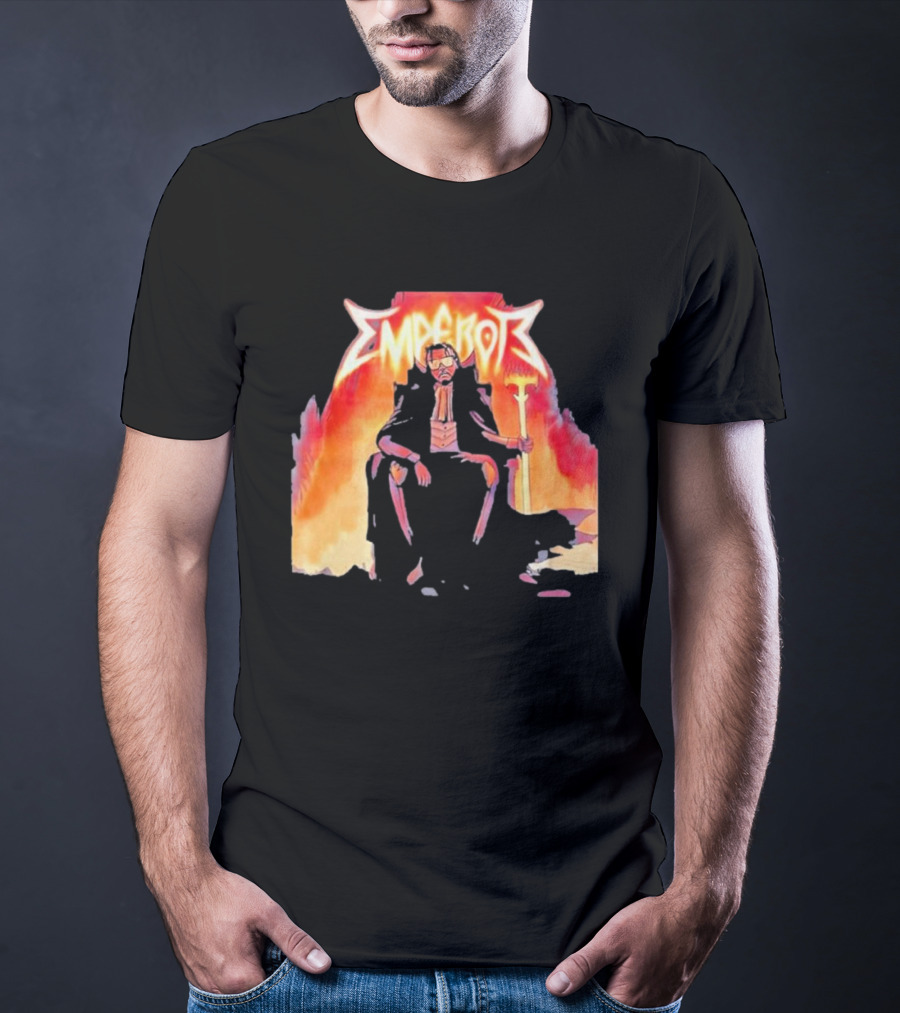 Don Temp Emperor Throne With Gothic Style Flames And Cape T-Shirt