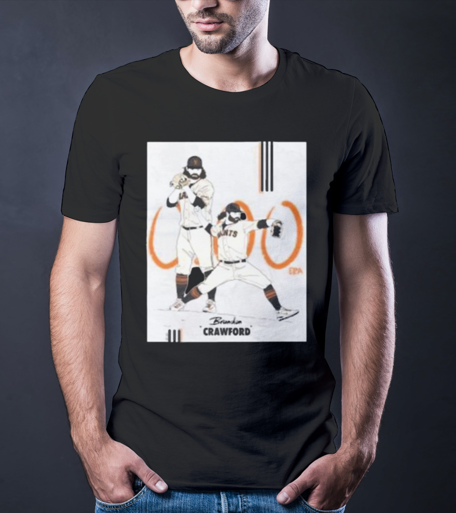 Brandon Crawford Giants Baseball Illustration With 1000 Celebratory T-Shirt
