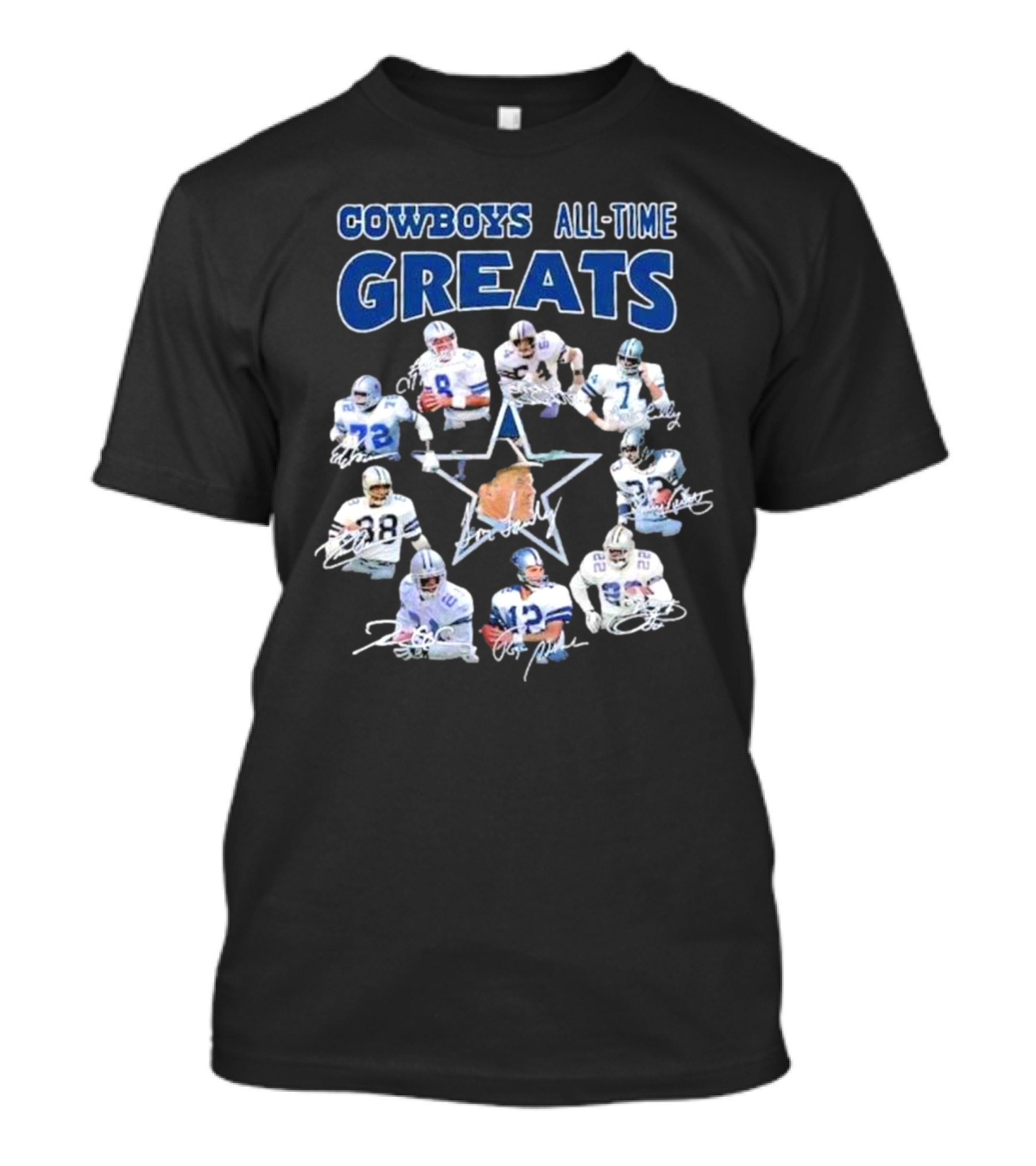 Cowboys All-Time Greats Players History Signatures T-Shirt