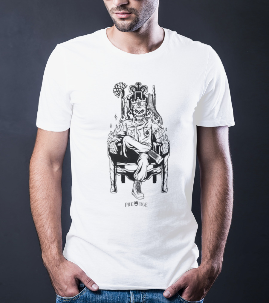 Rich And Lonely Prestige Vegas King Skeleton Throne T-Shirt