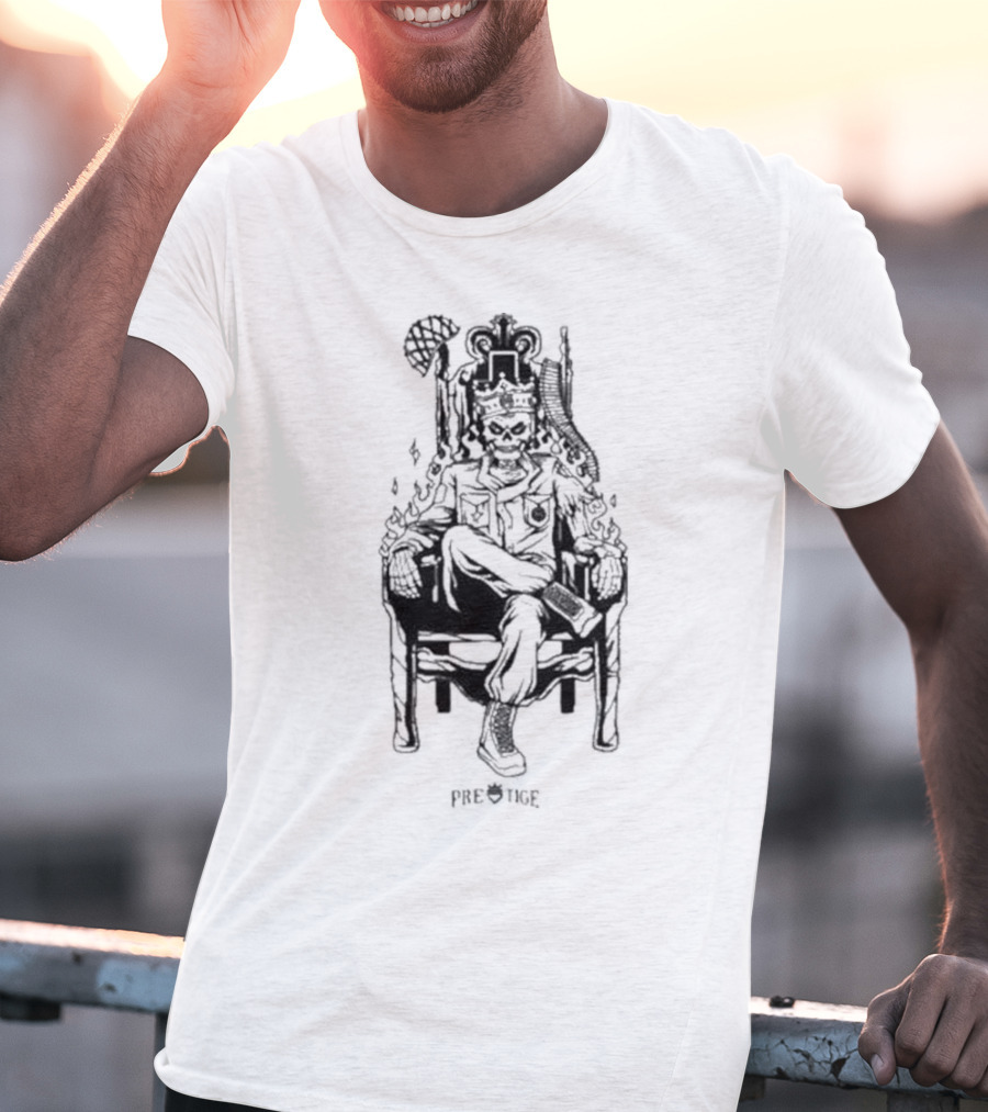 Rich And Lonely Prestige Vegas King Skeleton Throne T-Shirt