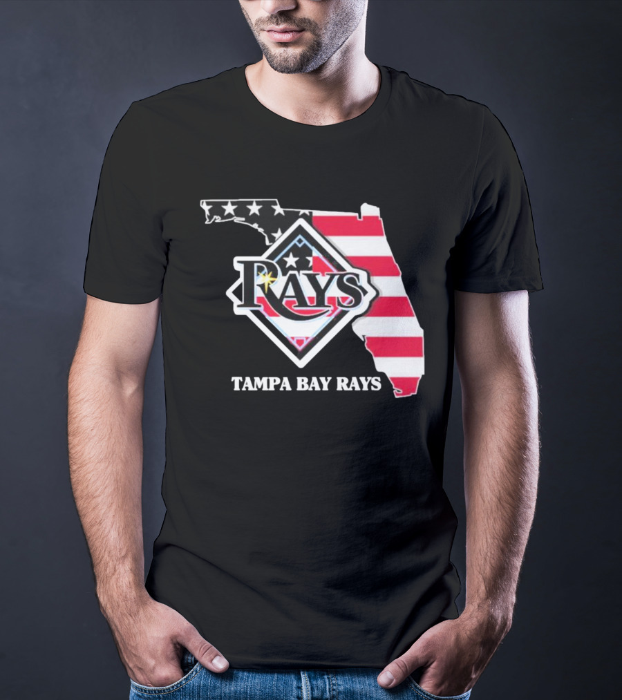 Tampa Bay Rays Florida American Flag Map T-Shirt
