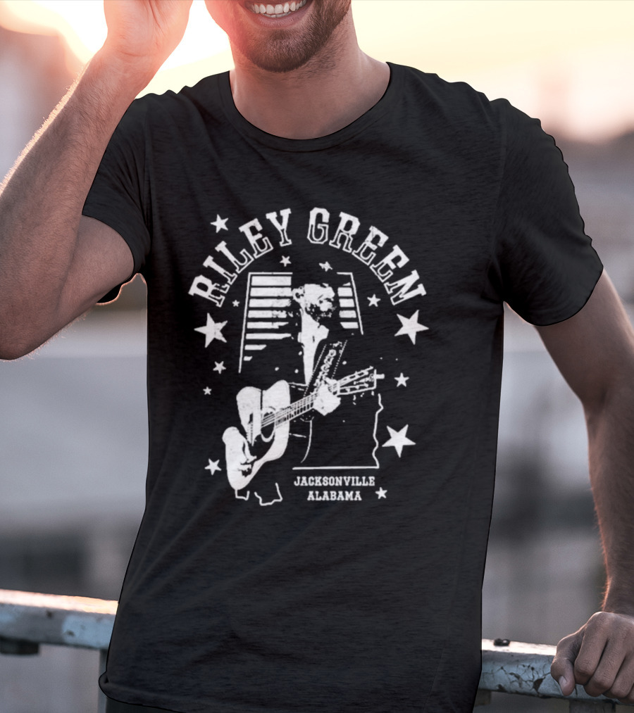 Riley Green Jacksonville Alabama Stars And Stripes Guitar T-Shirt