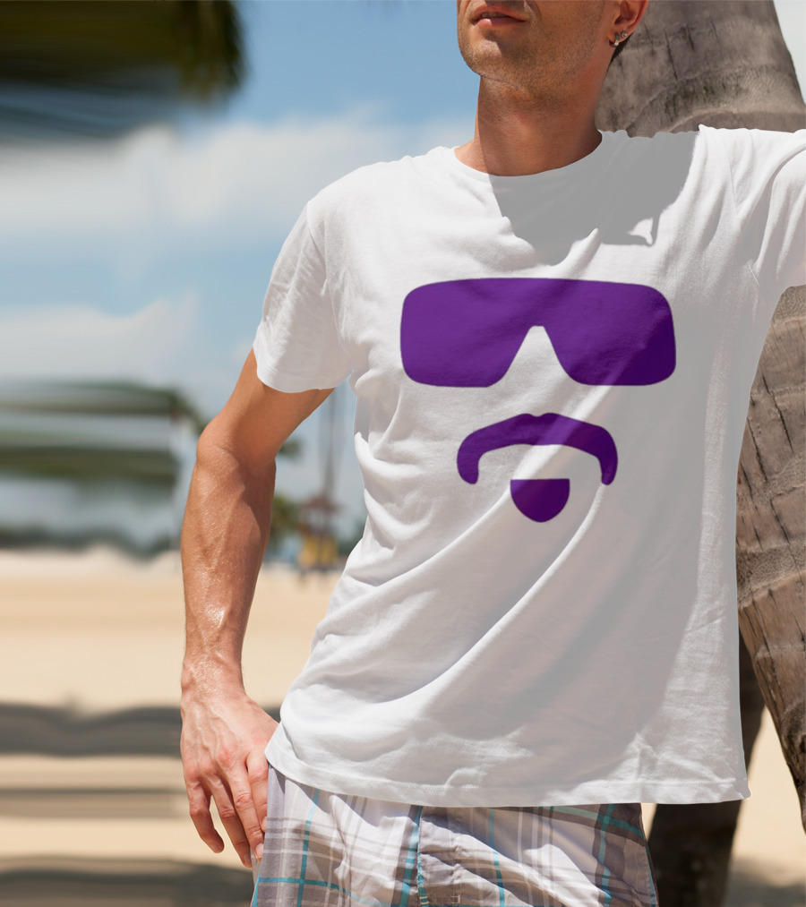 Gavin Guidry Wears Hayden Travinski Purple Sunglasses And Beard T-Shirt