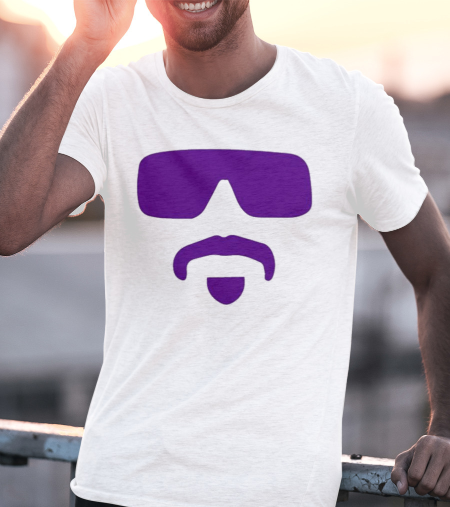 Gavin Guidry Wears Hayden Travinski Purple Sunglasses And Beard T-Shirt