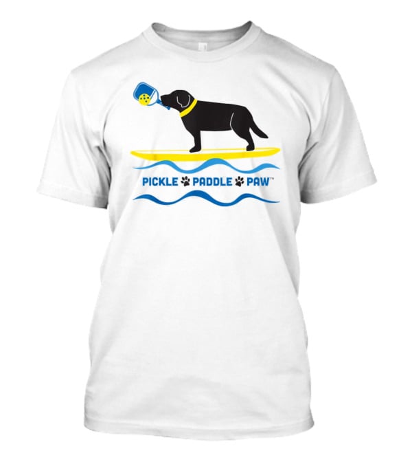 Pickle Paddle Paw Dog Surfing With Pickleball Paddle T-Shirt