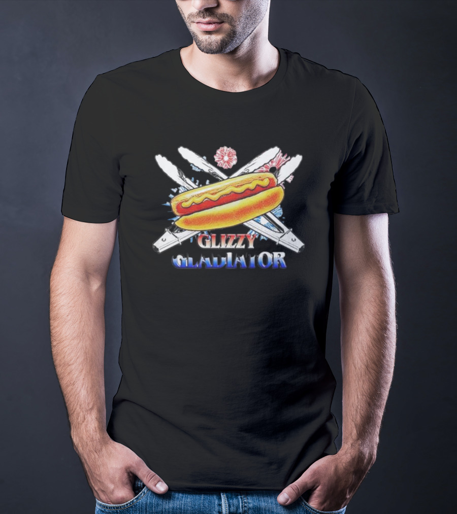 Glizzy Gladiator Hotdog Crossed Swords USA T-Shirt