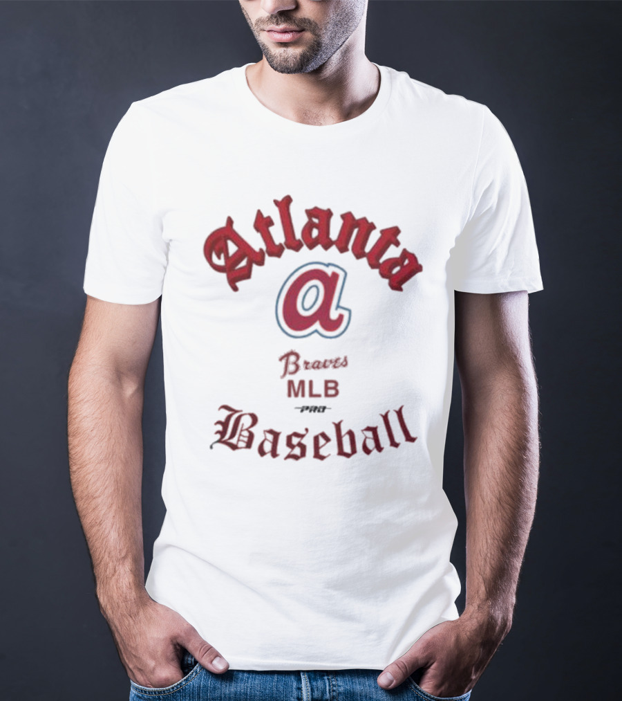 Atlanta Braves MLB Baseball Pro Standard Cream Cooperstown Old English T-Shirt
