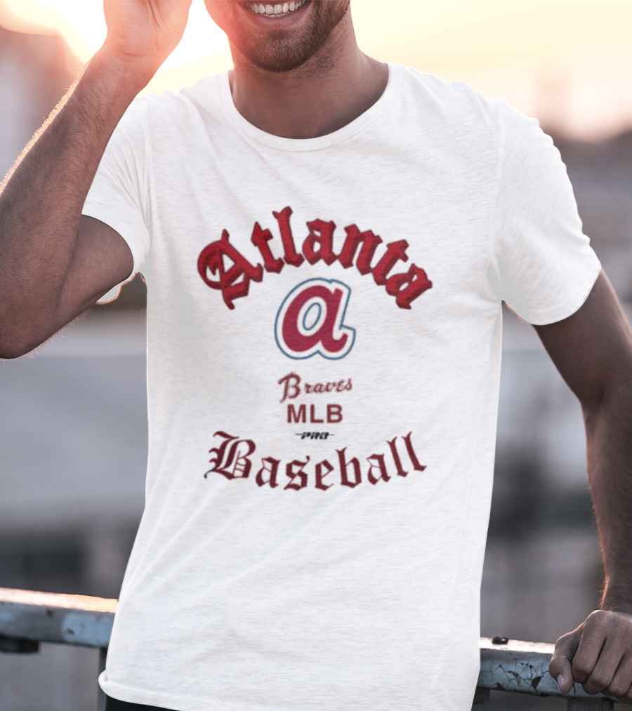 Atlanta Braves MLB Baseball Pro Standard Cream Cooperstown Old English T-Shirt