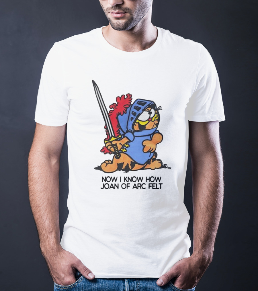 Garfield Dressed As Joan Of Arc With Sword Now I Know How Joan Of Arc Felt T-Shirt