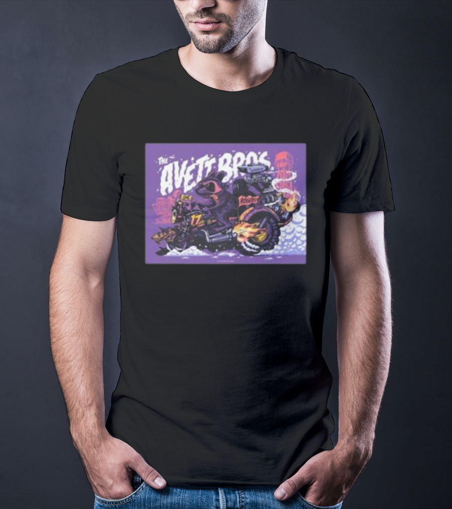 The Avett Bros Raccoon Motorcycle Racing 17 Rockets T-Shirt