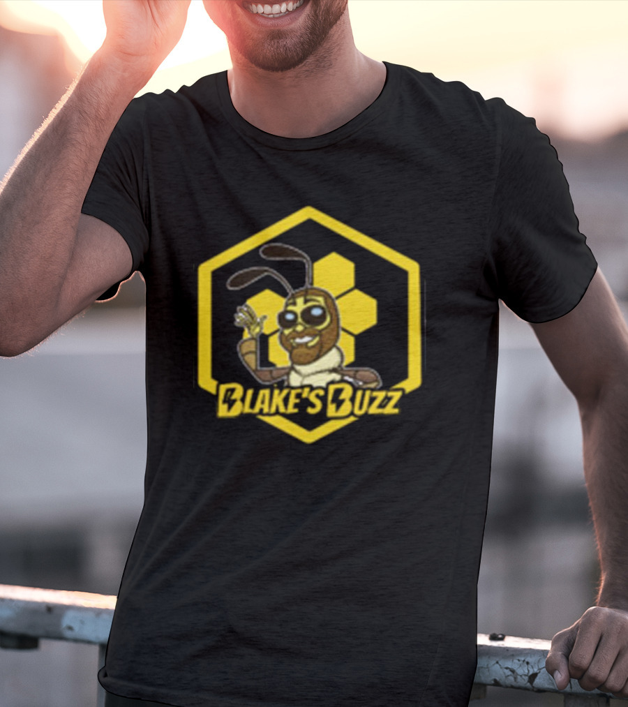 Blake's Buzz Bee Hexagon Logo With Cartoon Character T-Shirt