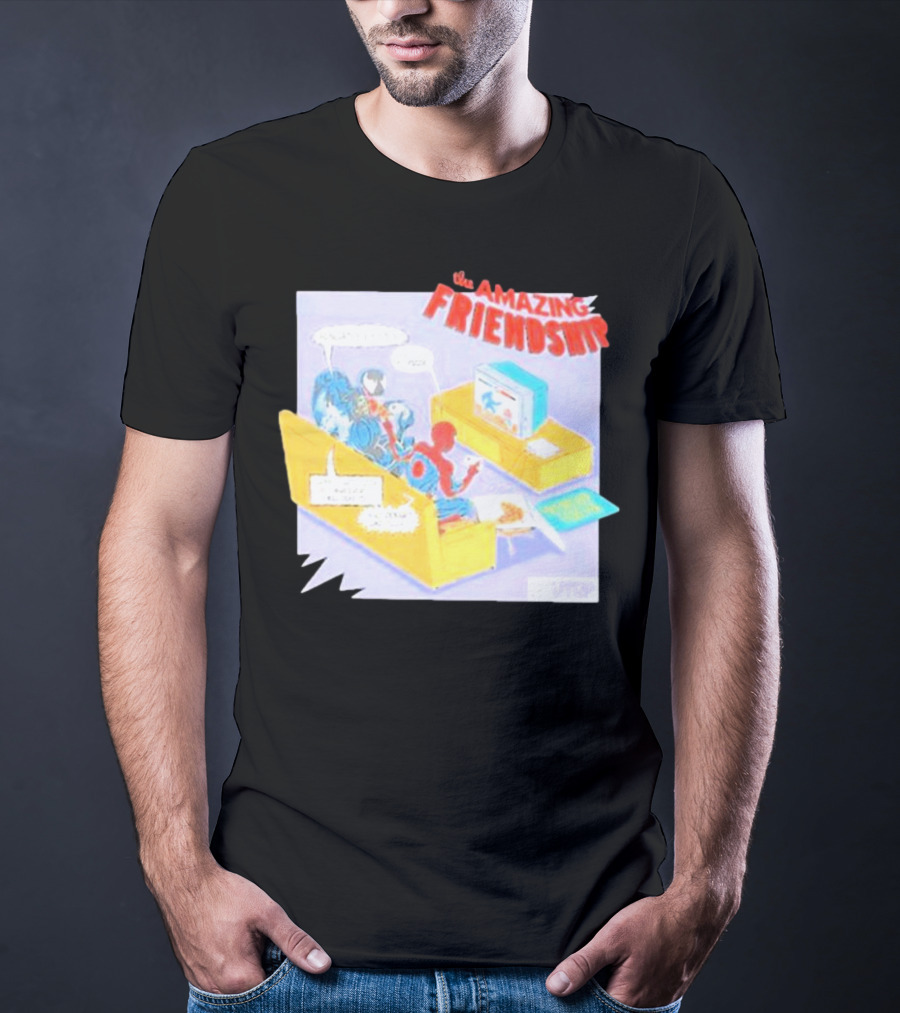 The Amazing Friendship Spiderman Venom Gaming Console Couch Scene T-Shirt