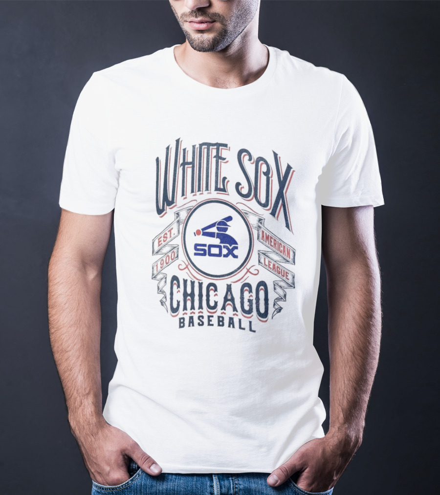 Chicago White Sox Rucker Collection Distressed Rock Est 1900 American League Baseball T-Shirt