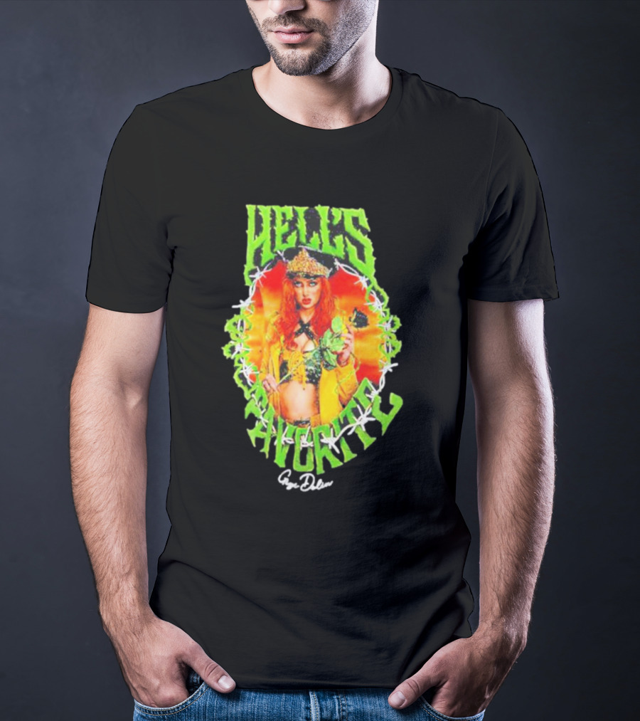 Hell's Favorite Gigi Dolin Barbed Wire Crown And Green Flames T-Shirt