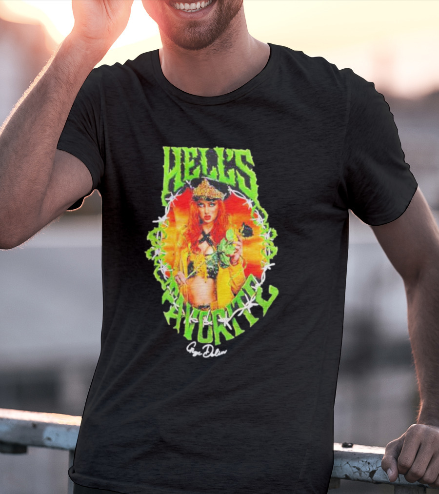 Hell's Favorite Gigi Dolin Barbed Wire Crown And Green Flames T-Shirt