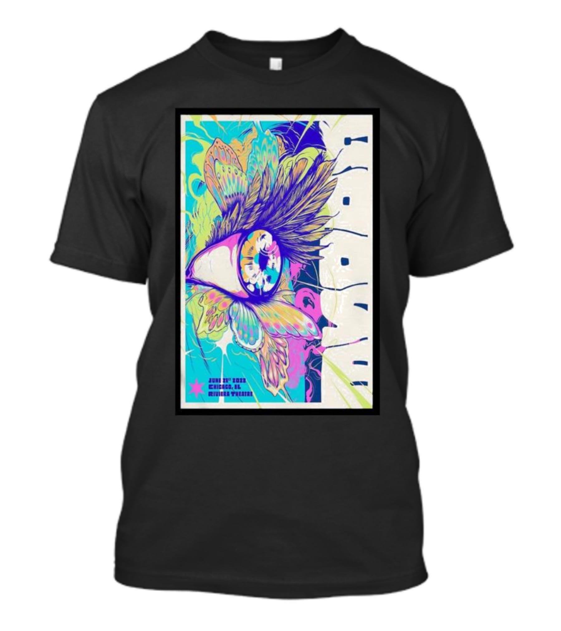Goose June 21 Chicago Riviera Theatre Psychedelic Feather T-Shirt