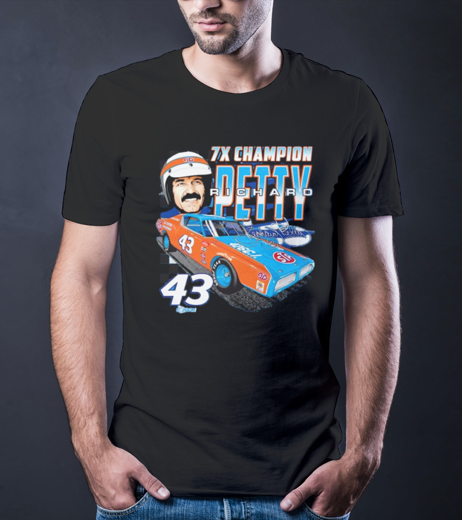 7X Champion Richard Petty Number 43 Car Racing LEGACY Motor Club Team Collection T-Shirt