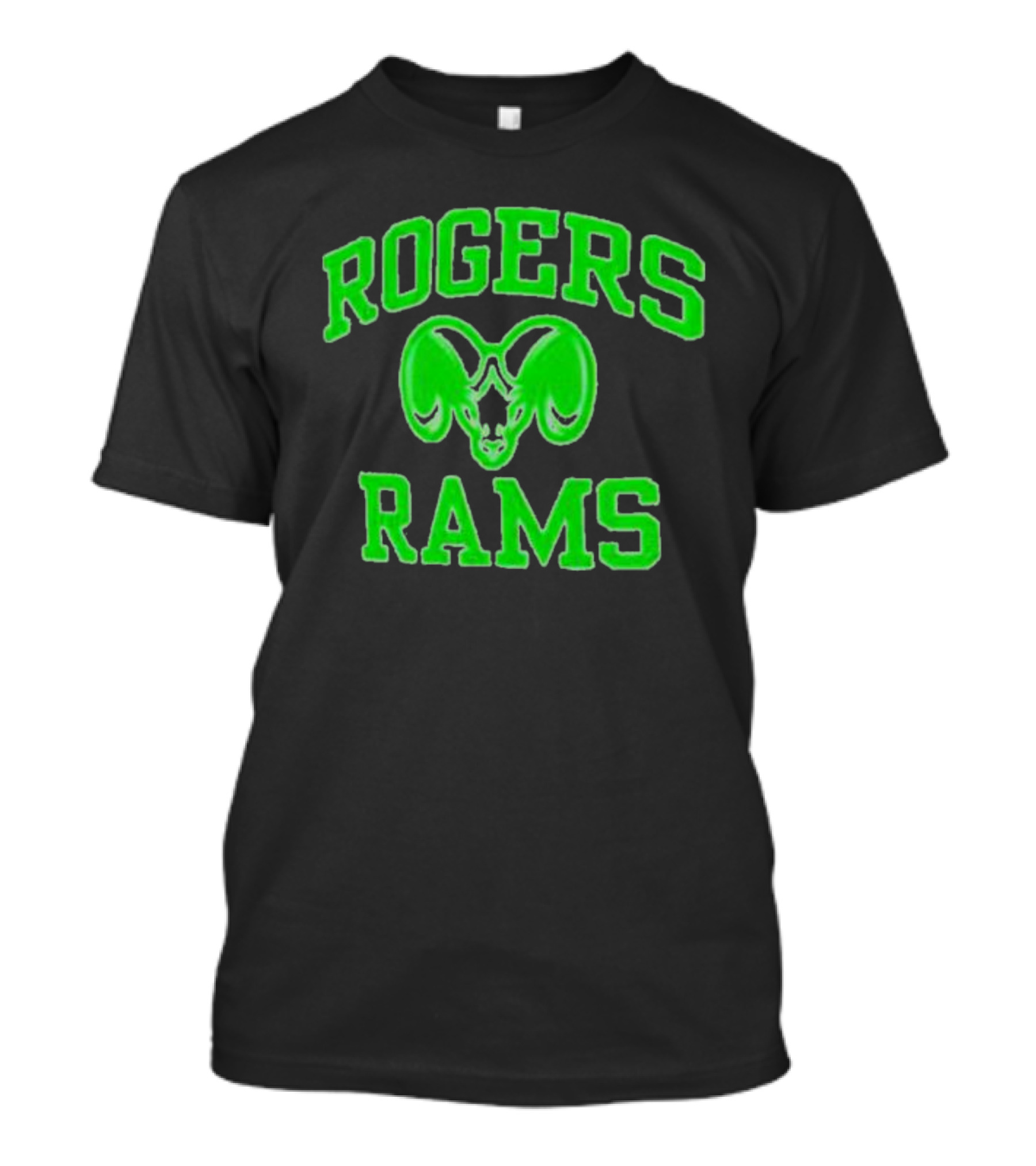 Rogers Rams Green Neon Ram Head Emblem T-Shirt