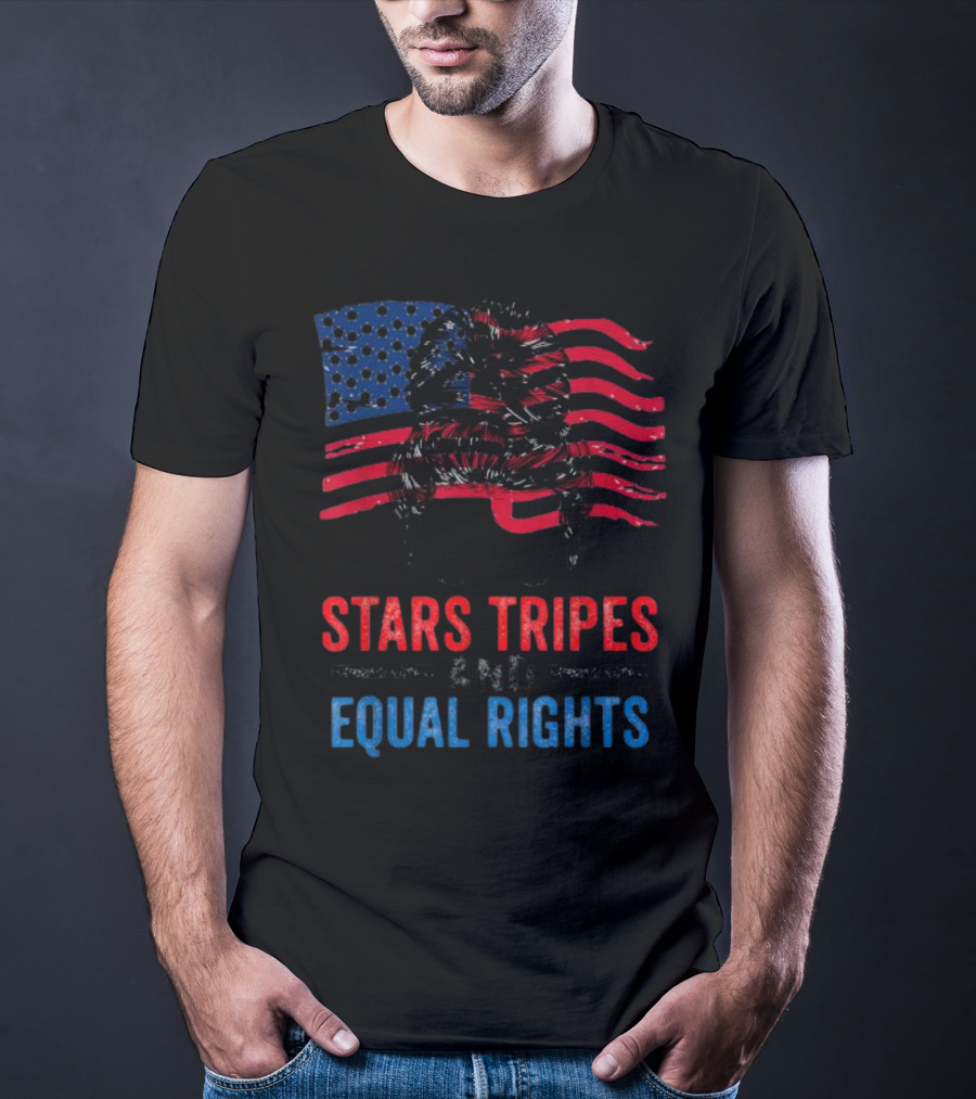 Stars Stripes And Equal Rights Messy Bun American Flag T-Shirt