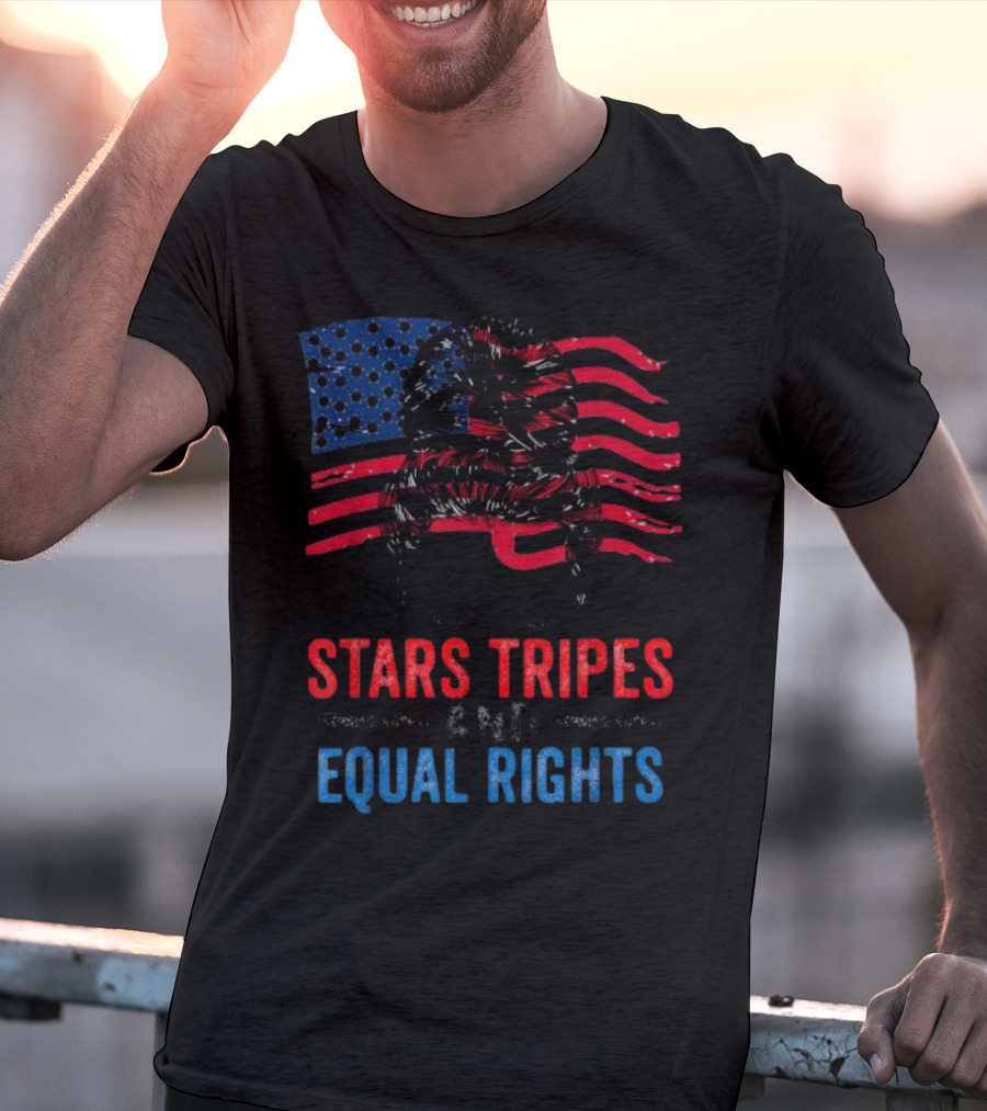 Stars Stripes And Equal Rights Messy Bun American Flag T-Shirt