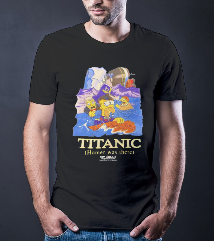 The Simpsons Titanic Homer Was There Matt Groening Ocean Scene T-Shirt
