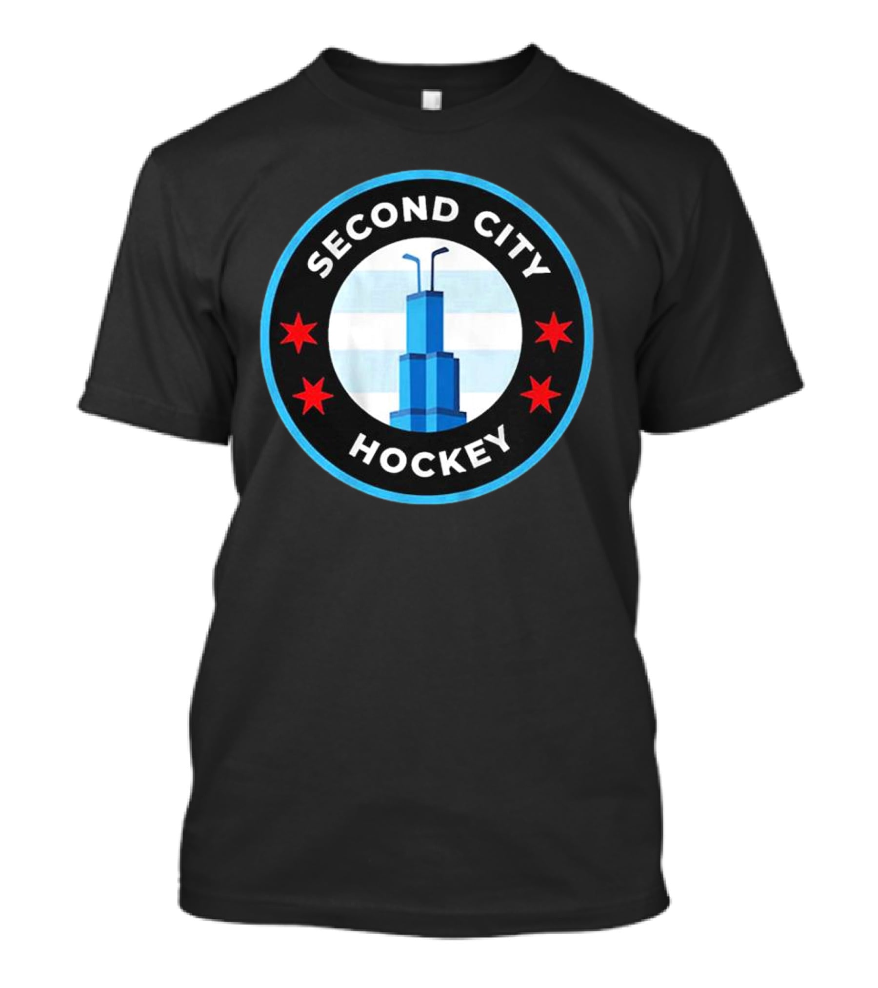 Second City Hockey Chicago Skyline Inspired Sports Emblem T-Shirt