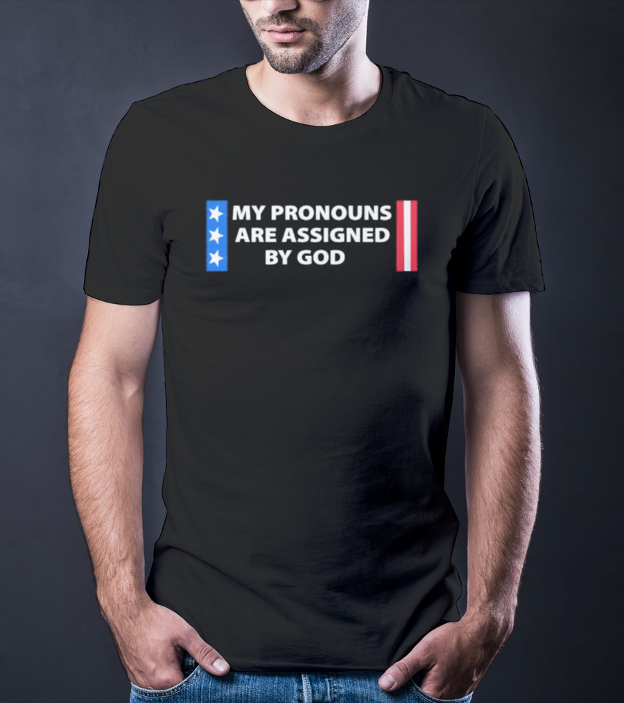 My Pronouns Are Assigned By God American Flag Colors Stars Stripes T-Shirt
