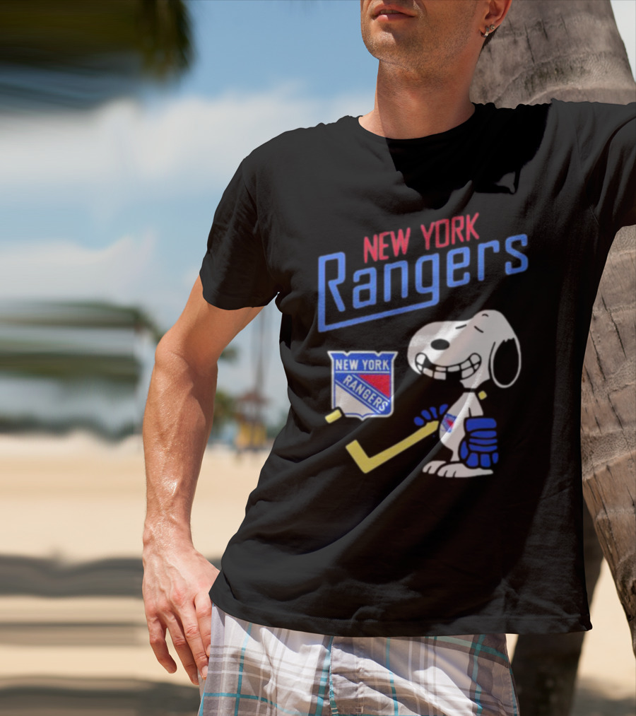 New York Rangers Snoopy Hockey Player T-Shirt