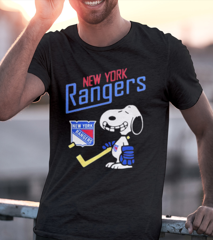 New York Rangers Snoopy Hockey Player T-Shirt