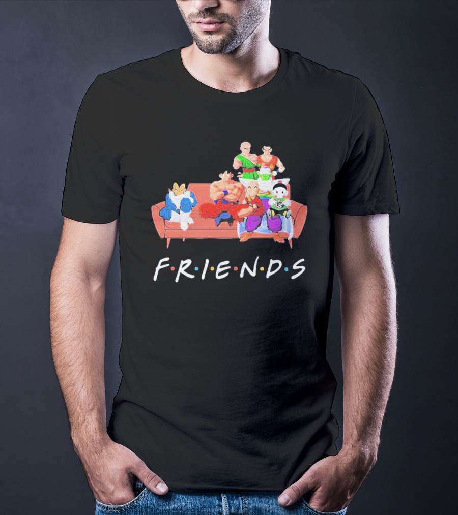 FRIENDS Son Goku Dragon Ball Characters Sitting Together T-Shirt