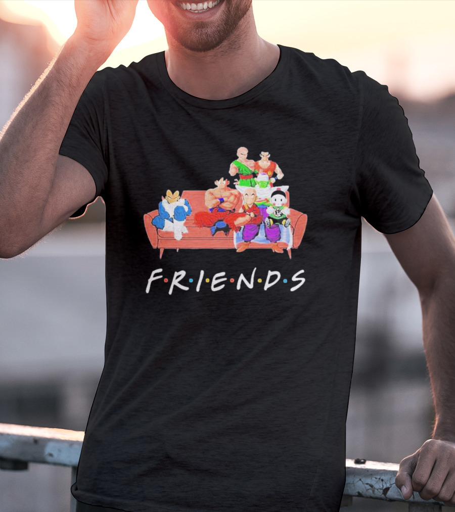 FRIENDS Son Goku Dragon Ball Characters Sitting Together T-Shirt