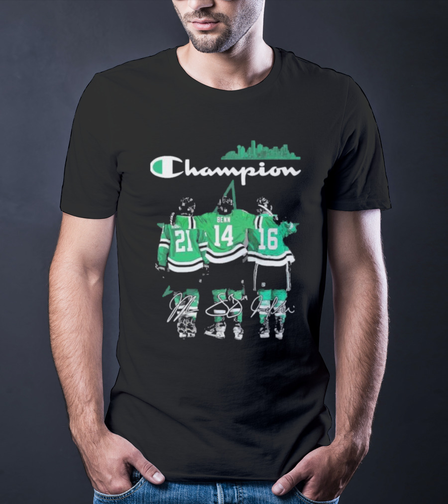 Dallas Stars Hockey Robertson Benn Heiskanen Champion T-Shirt
