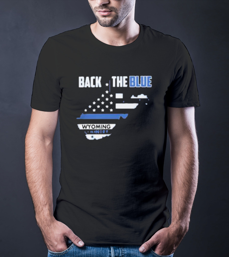Back The Blue Wyoming County American Flag T-Shirt