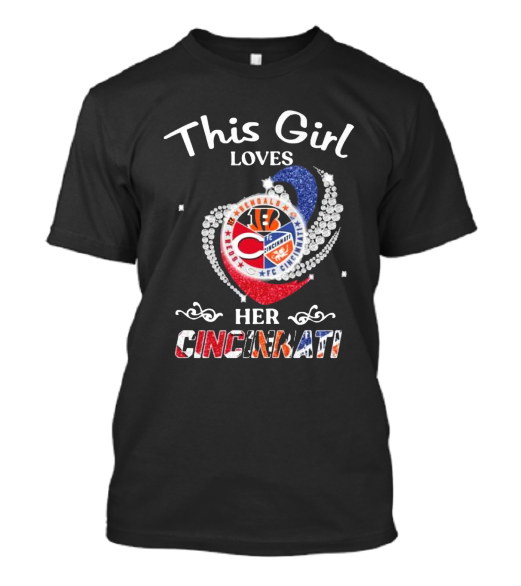 This Girl Loves Her Cincinnati Bengals Reds FC Heart T-Shirt