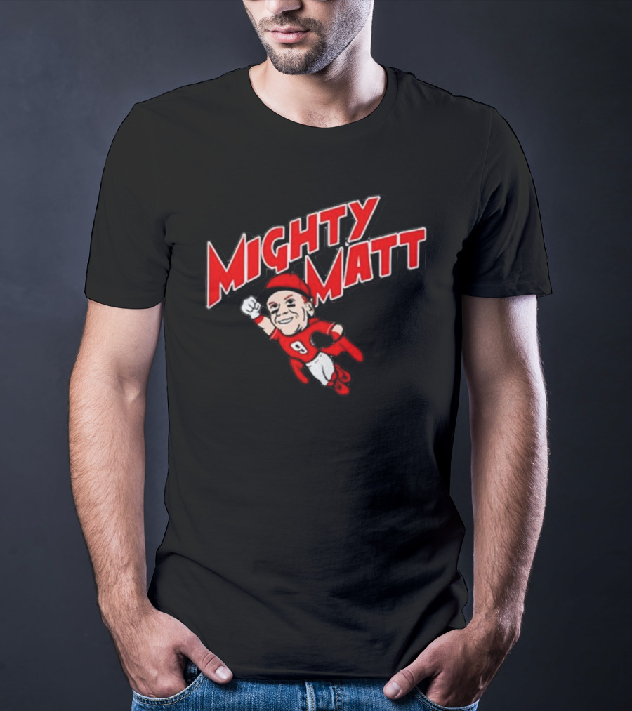 Mighty Matt Football Hero In Red And White Gear T-Shirt