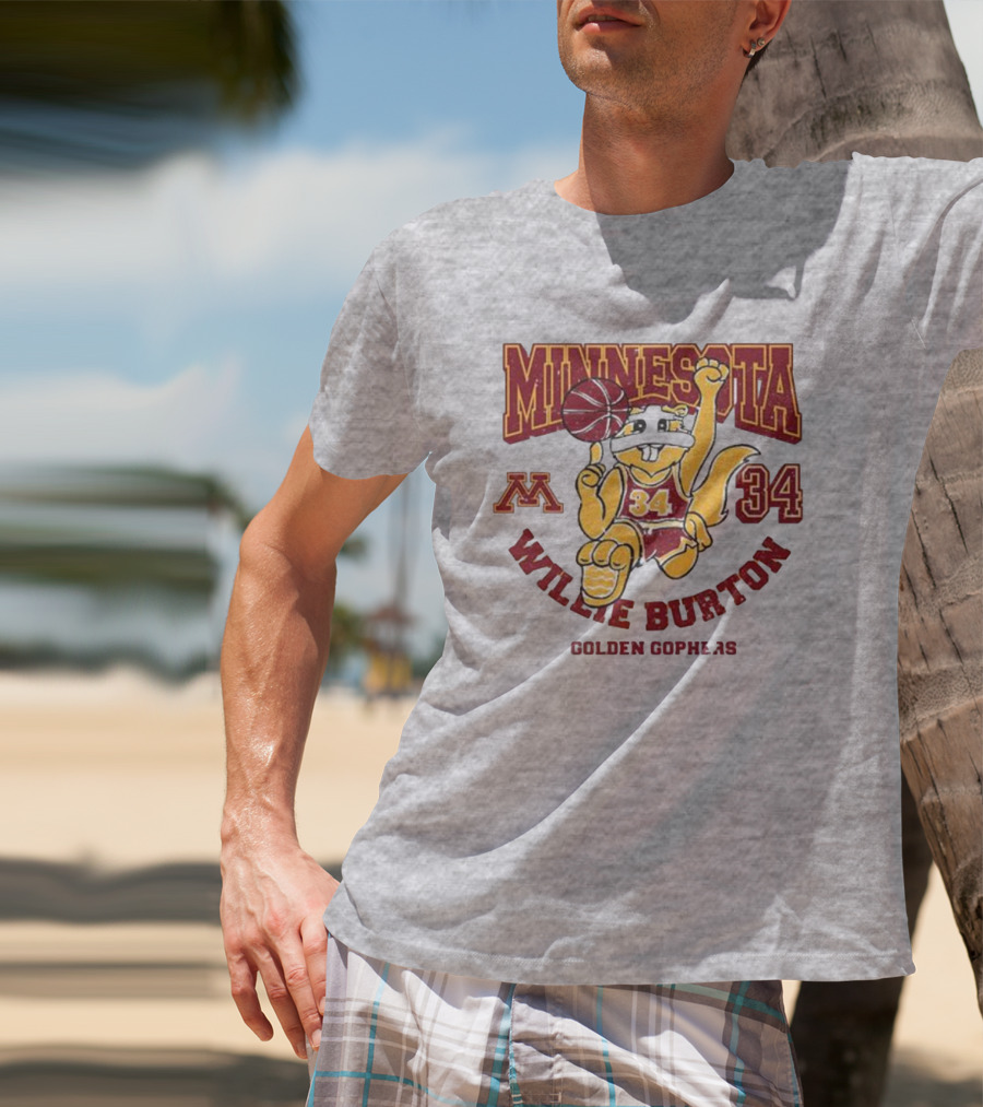 Minnesota 34 Willie Burton Golden Gophers Basketball T-Shirt