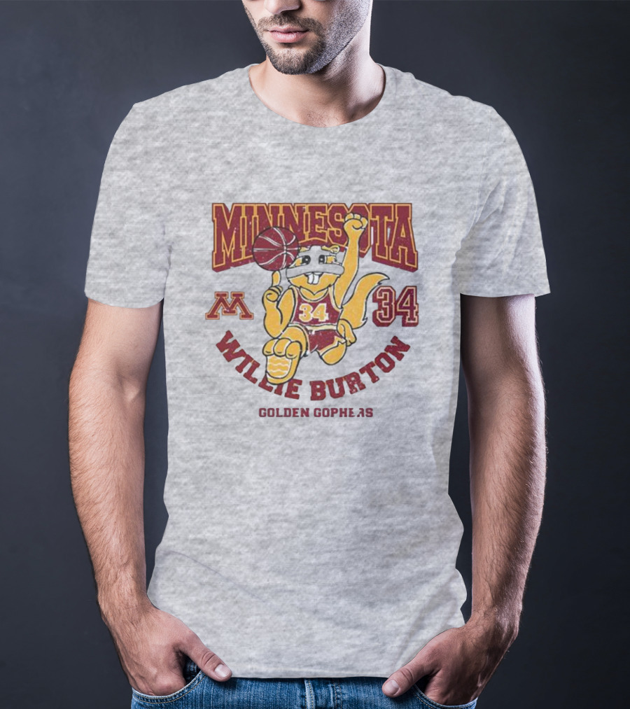 Minnesota 34 Willie Burton Golden Gophers Basketball T-Shirt