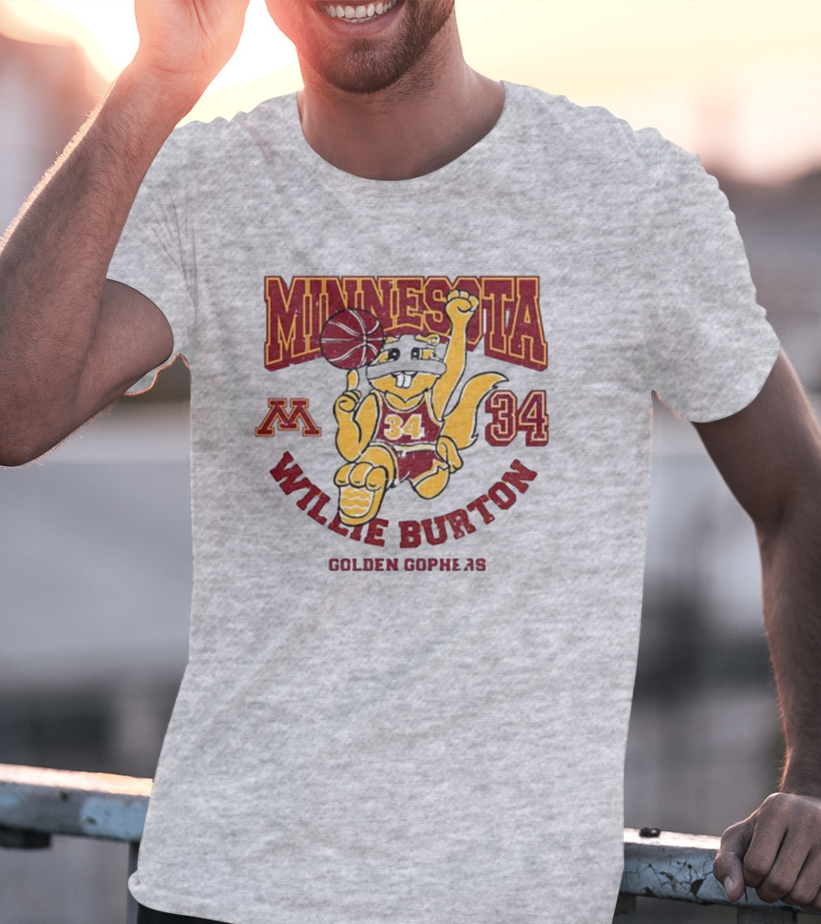 Minnesota 34 Willie Burton Golden Gophers Basketball T-Shirt