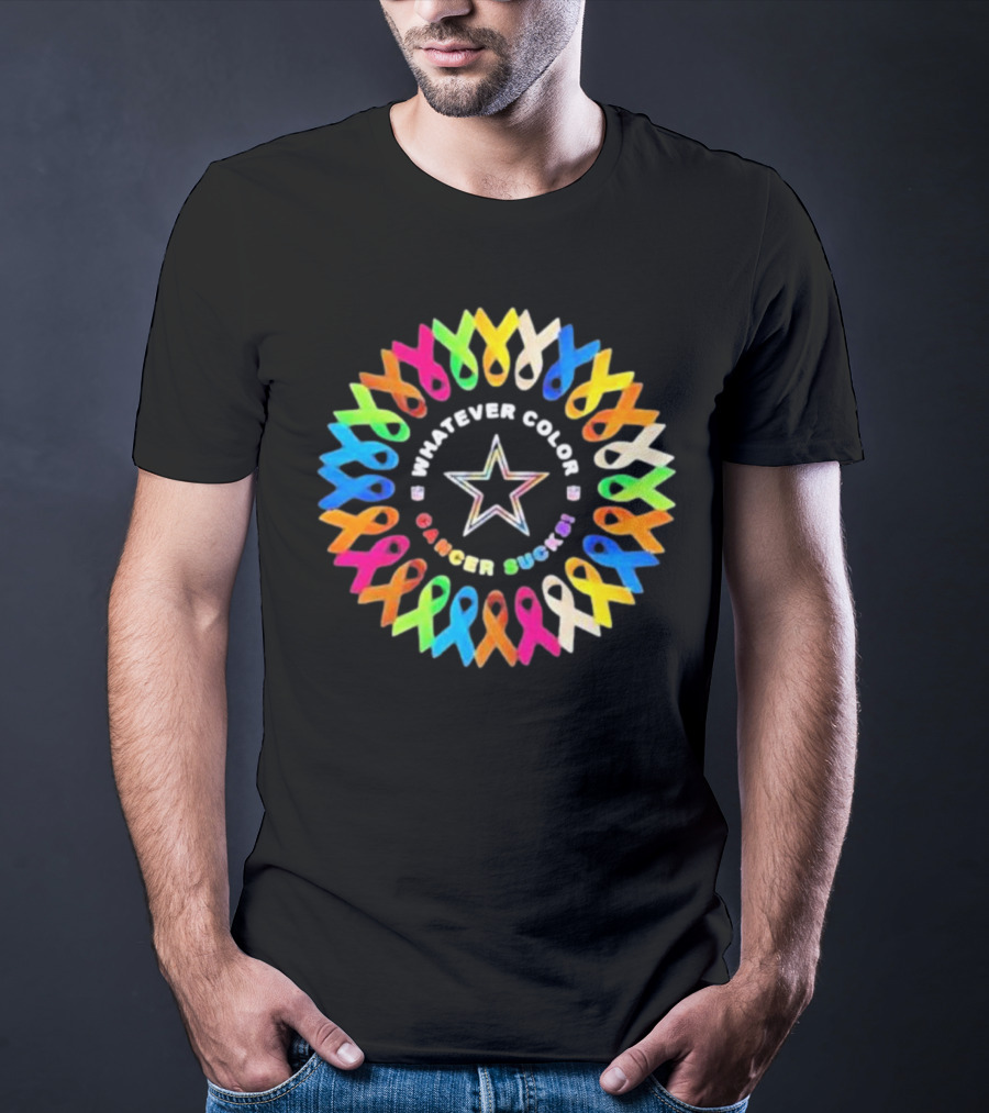 Dallas Cowboys Whatever Color Cancer Sucks Awareness Ribbons Star T-Shirt