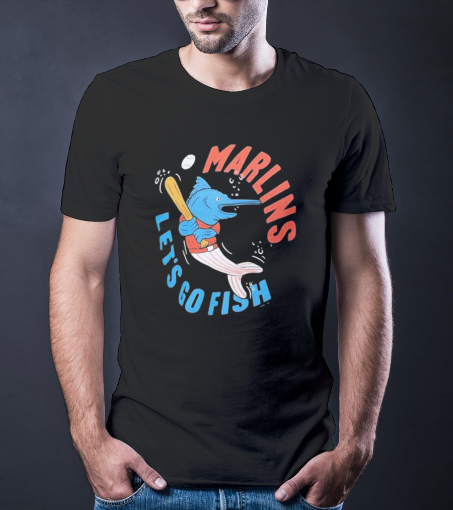 Miami Marlins Let’s Go Fish Tri-Blend Homage Doodle Collection T-Shirt